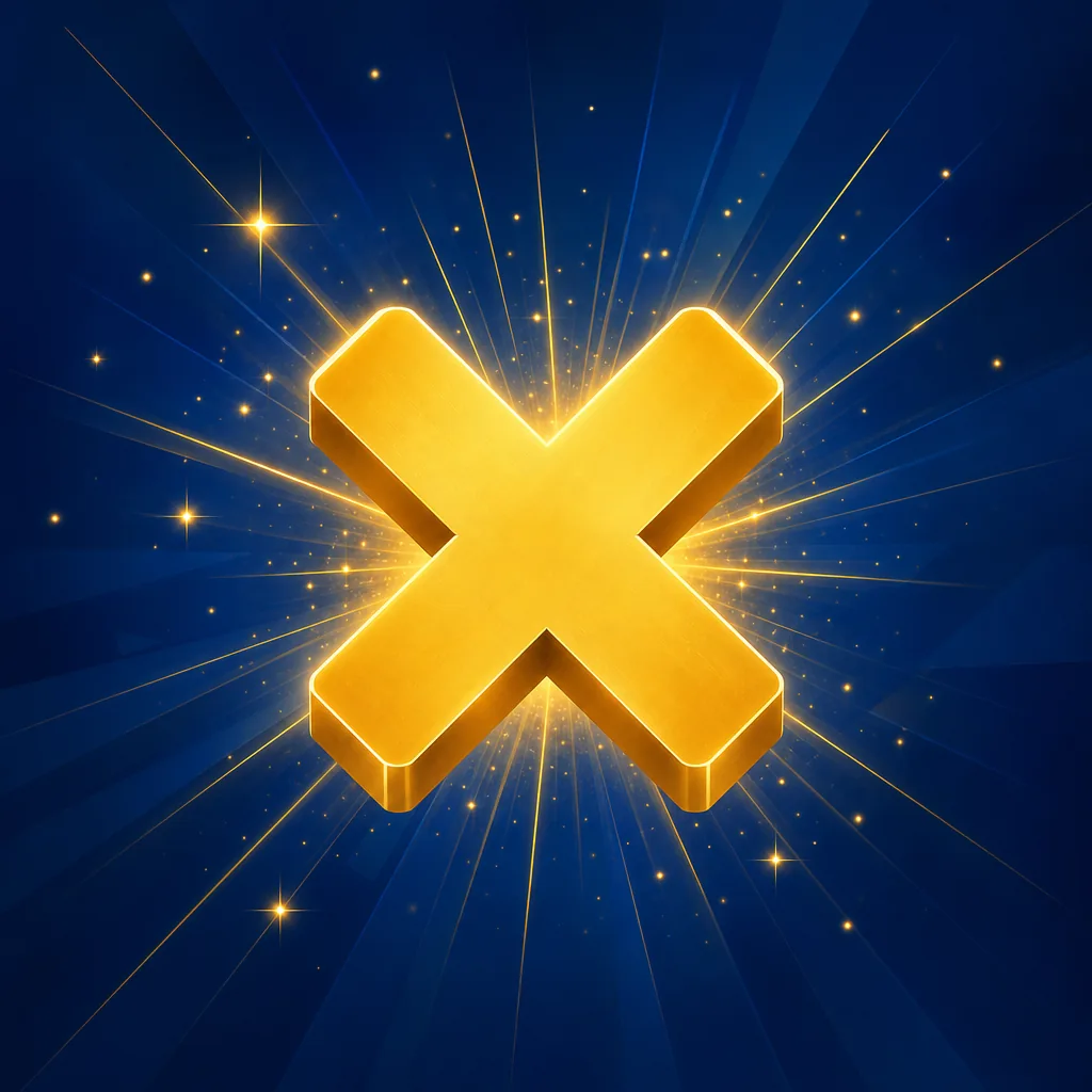 Multiplier - Golden × symbol with sparkles